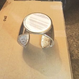 H by Halston Silver Toned Hinged Cuff